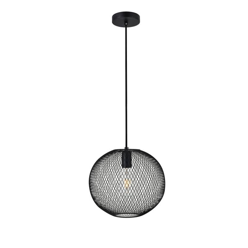 1-Light Black Pendant with 13 inch Iron Shade