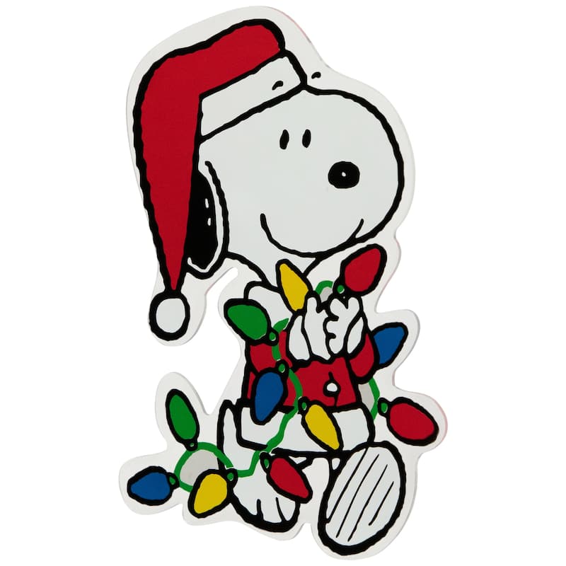 Peanuts Snoopy Gathers the Lights Double Sided Window Cling Decor