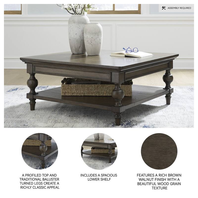 Signature Design by Ashley Veramond Dark Brown Square Cocktail Table - 42" W x 42" D x 18.63" H