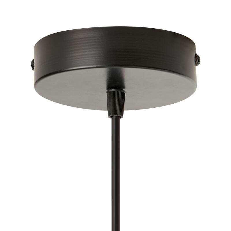 Lily River of Goods Black Metal and Glass 10.75-Inch Pendant Light with Adjustable Hanging Cord - 10.75" x 10.75" x 14/73"