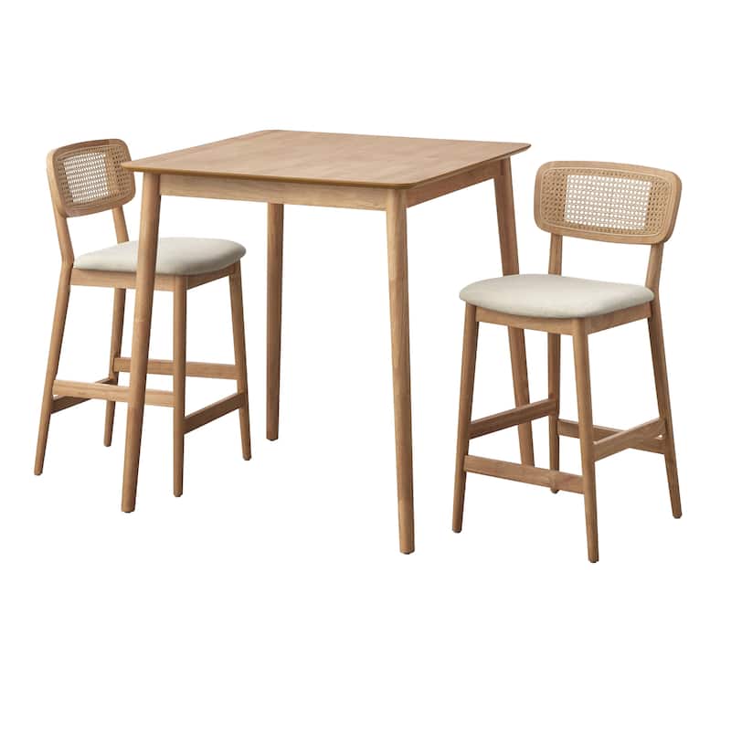 Simple Living Newington Solid Wood and Cane Counter Stool (Set of 2)