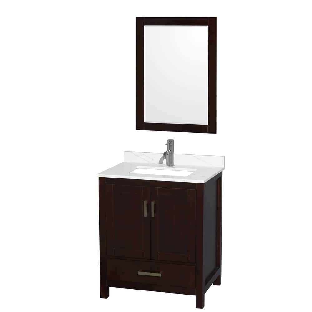 Sheffield 30-inch Single Vanity, Single Hole Quartz Top,24-inch Mirror