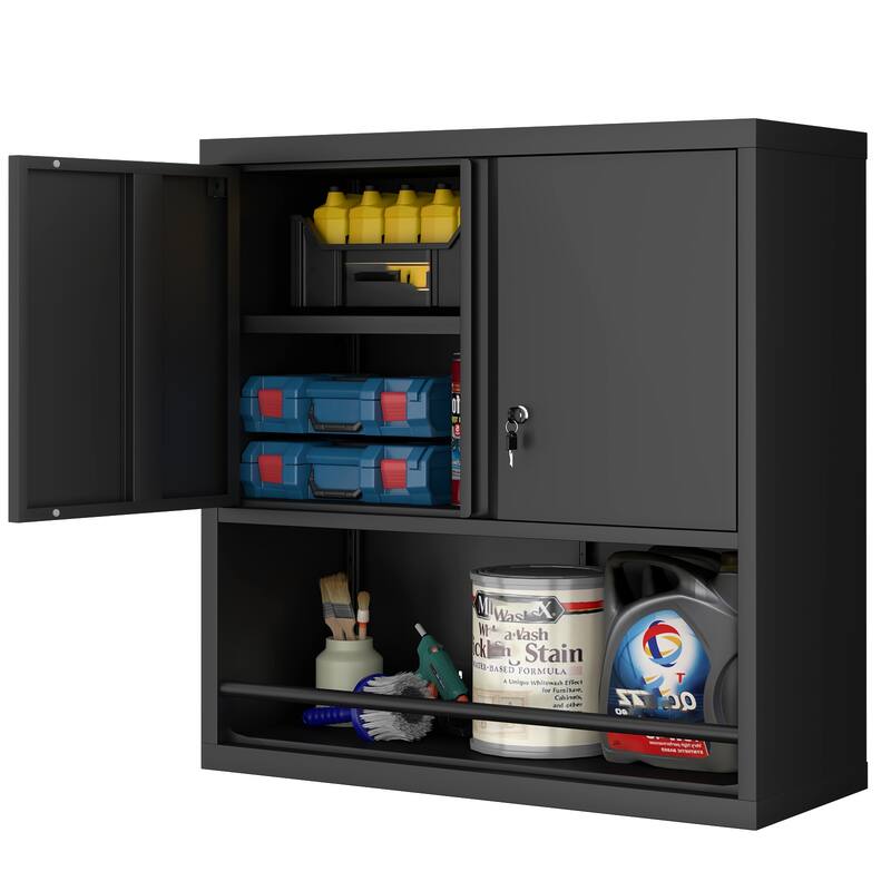 2 Doors Metal Storage Cabinet Kitchen Pantry Cabinet With Adjustable Shelves Tall Steel Cabinet Locker