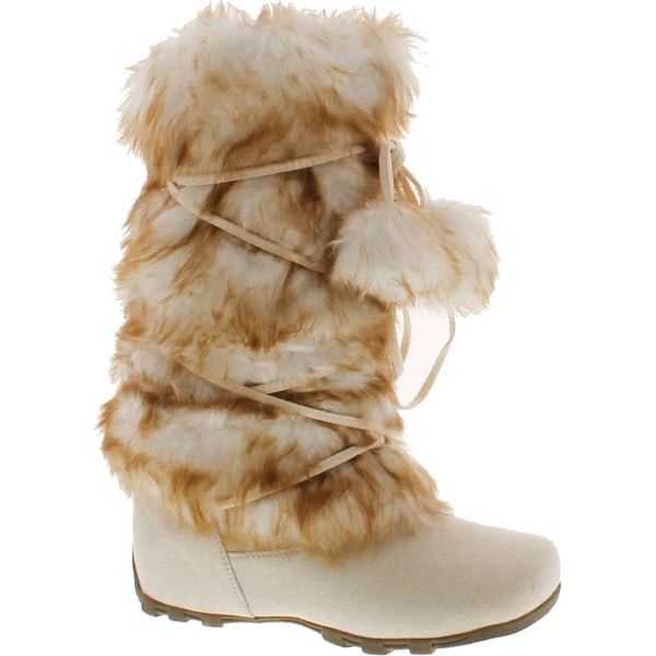 Blossom Womens Tara-Hi Pom Pom Winter Fashion Boots - Ice
