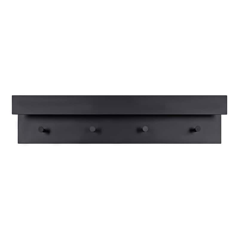 Kate and Laurel Levie Wood Wall Shelf Ledge with Knobs - 36x7.5x4.5