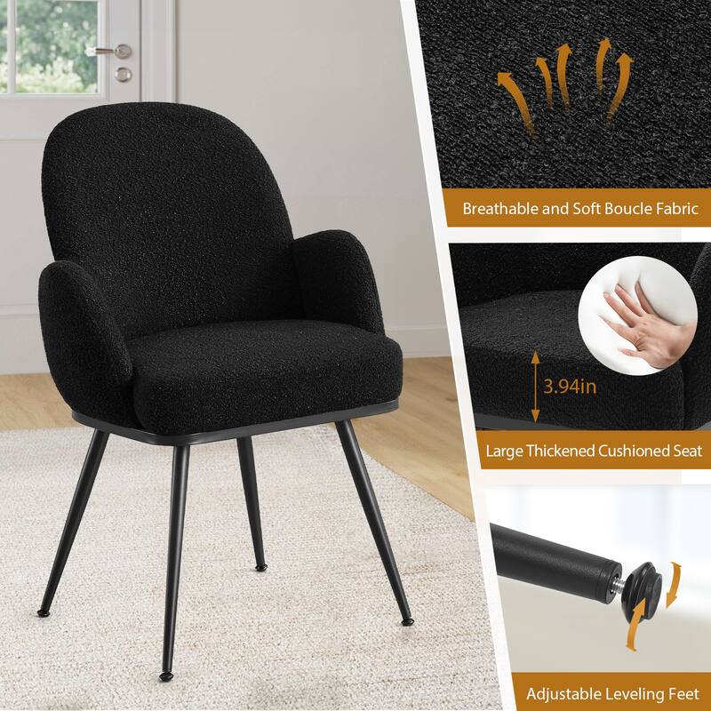 Fabric Upholstered Dining Chairs Set of 2/4 with Arms - 34.8"H x 23.2"W x 22.8"D