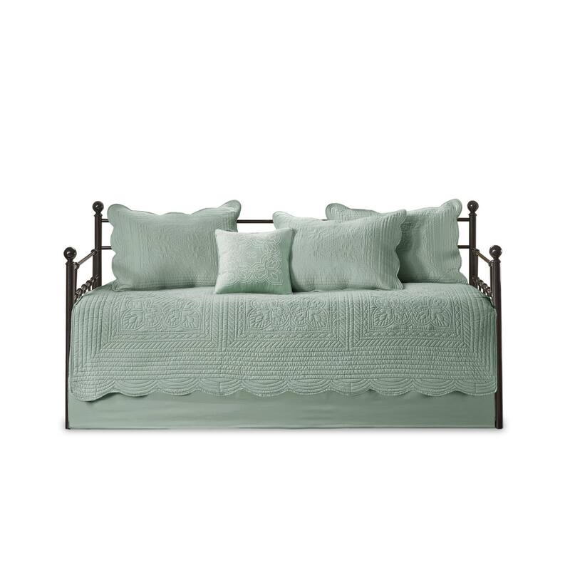 6 Piece Reversible Scalloped Edge Daybed Cover Set Seafoam Daybed