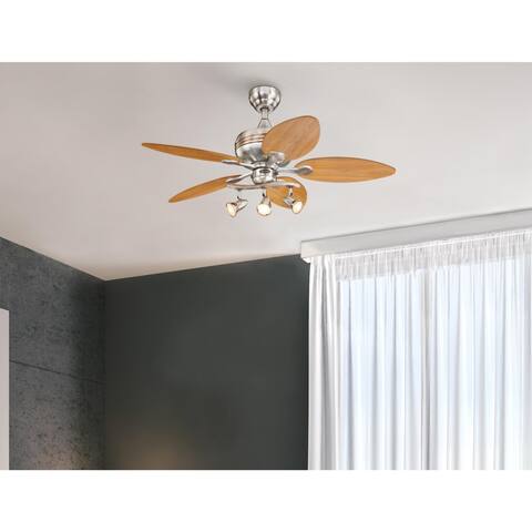 Westinghouse Lighting Xavier 44-Inch 5-Blade Indoor Ceiling Fan with Dimmable LED Light Fixture and Spot Lights