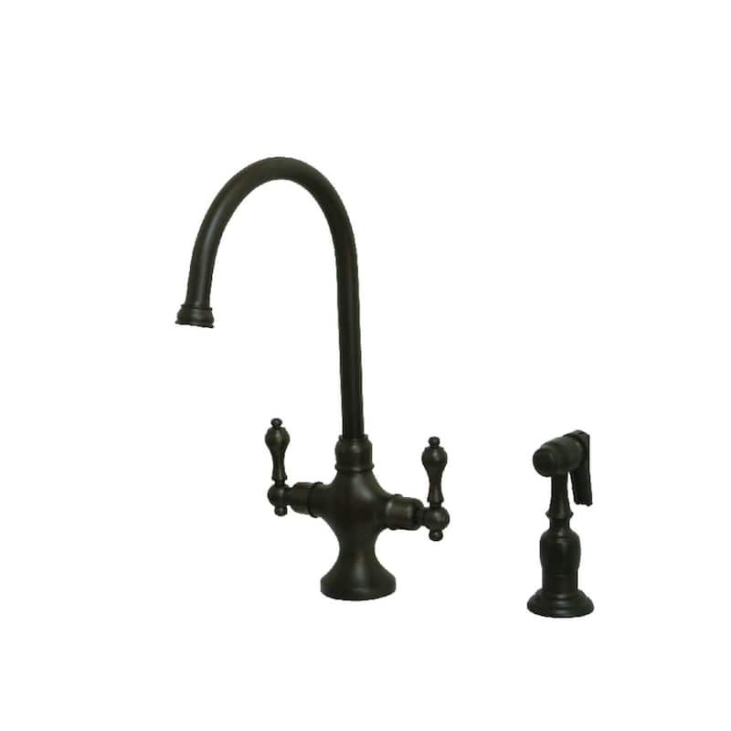 Vintage Two-Handle Kitchen Faucet with Brass Sprayer