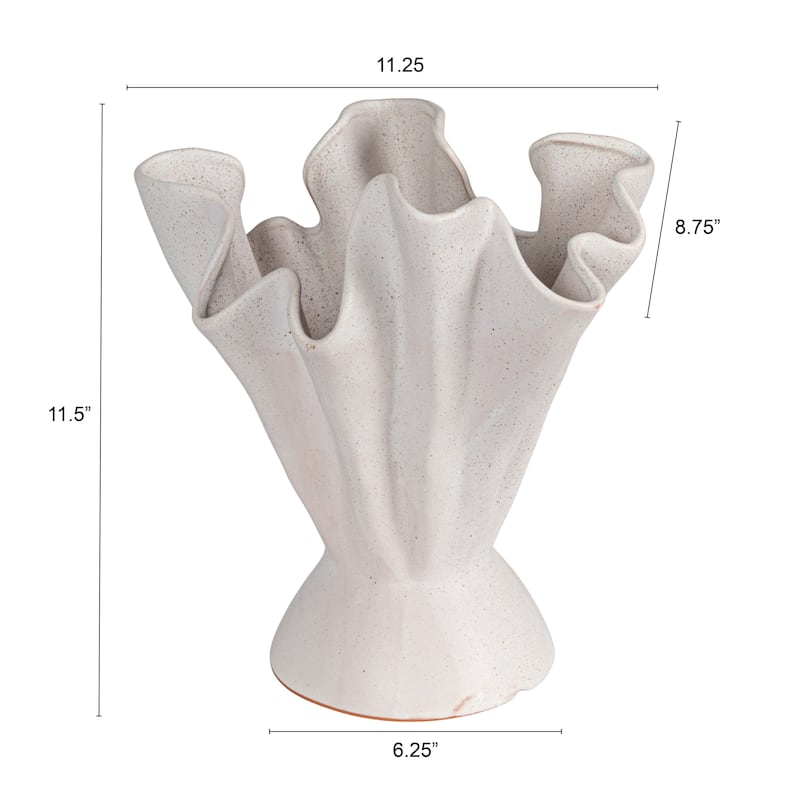 Stoneware Ruffled Vase