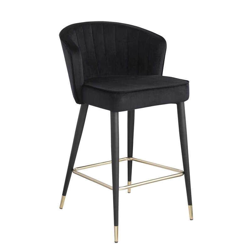 Modern Set of 2 Bar Stools with Velvet Cushioned Seat Backrest and Metal Legs for Bar Counter Dining Room Living Room and Café