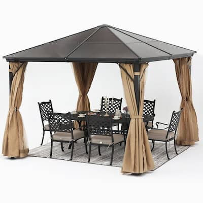 ABCCANOPY Hardtop Patio Gazebo with Netting and Curtains