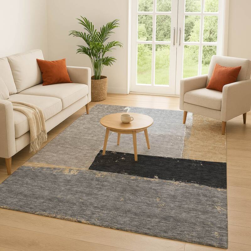 Machine Washable Indoor/ Outdoor Abstract Kraig Chantille Rug