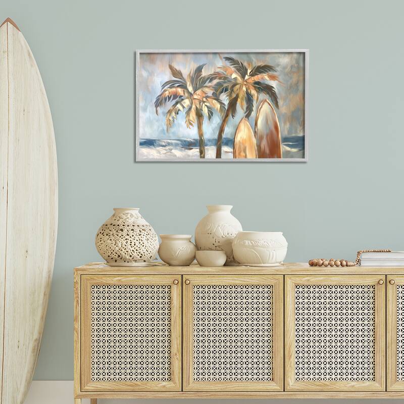 Stupell Warm Tropical Surfboards Framed Giclee Art Design By Ramona Murdock