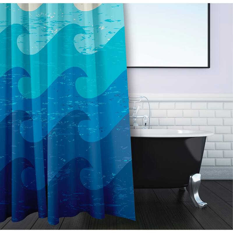 Deep Sea Geometric Print Shower Curtain