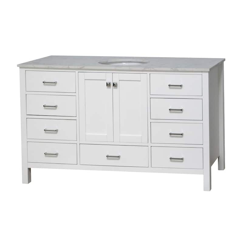 KitchenBathCollection Horizon 60" Single Bathroom Vanity with Engineered Carrara Top