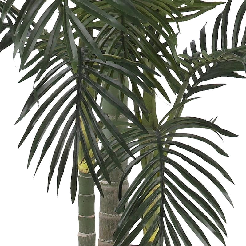 Artificial Palm Tree 6.5FT Indoor, Golden Cane Palm Plant w/ Planter, Realistic Faux Tree for Home Decor - 6.5ft.