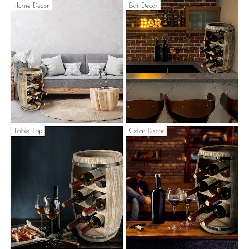 CoTa Global Modern Alexander Wine Rack - Freestanding Wooden Barrel