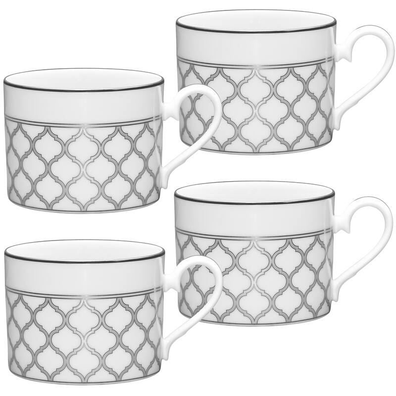 Noritake Eternal Palace Set Of 4 Tea Cups, 8 Oz. - Platinum