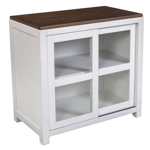 Alpine Furniture Donham Small Wood Display Cabinet in Brown and White