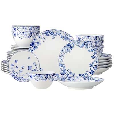 Bloomington Road Blue 30-Piece Dinnerware Set, Service for 6