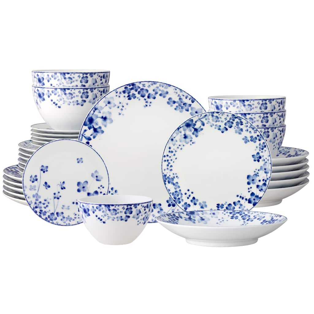 Bloomington Road Blue 30-Piece Dinnerware Set, Service for 6