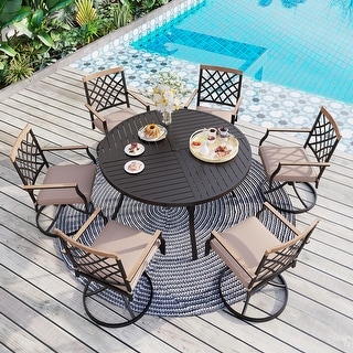 Phi Villa 5-Piece Metal Patio Outdoor Dining Set With Square Table