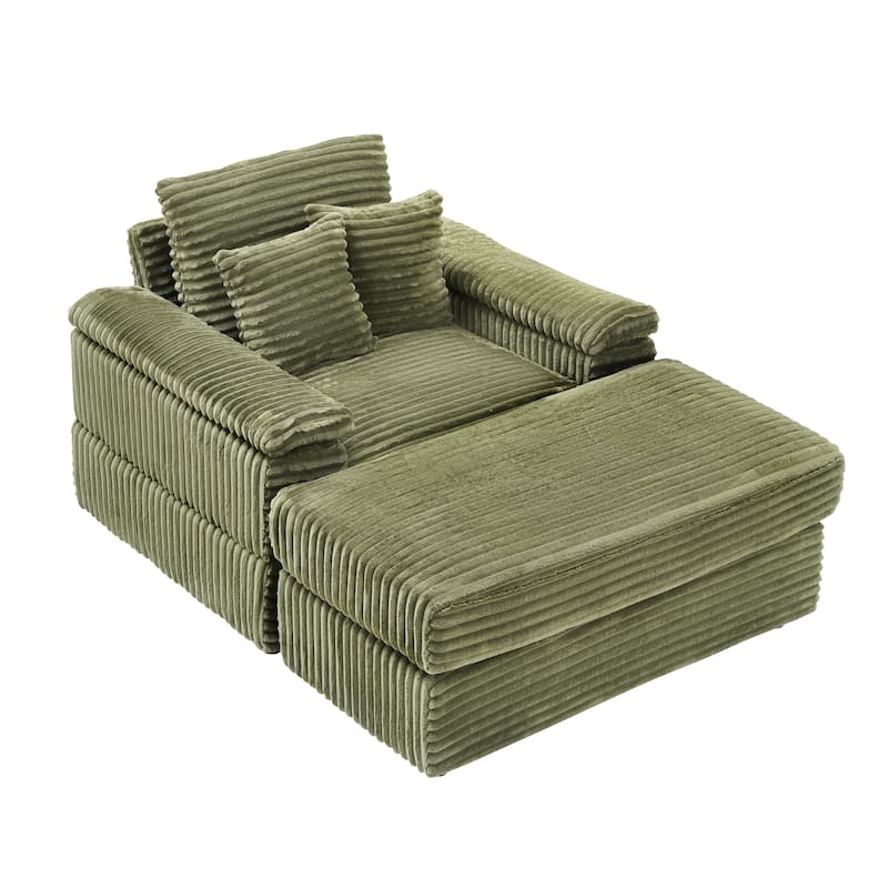 Corduroy Single Sofa Sets with 2 Throw Pillows and 500lb Weight Capacity