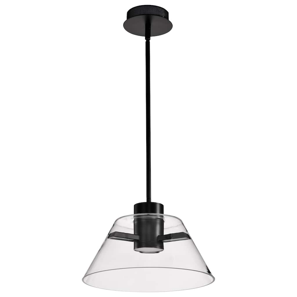 Edmond 14 Inch LED Pendant Matte Black with Clear Glass - Matte Black