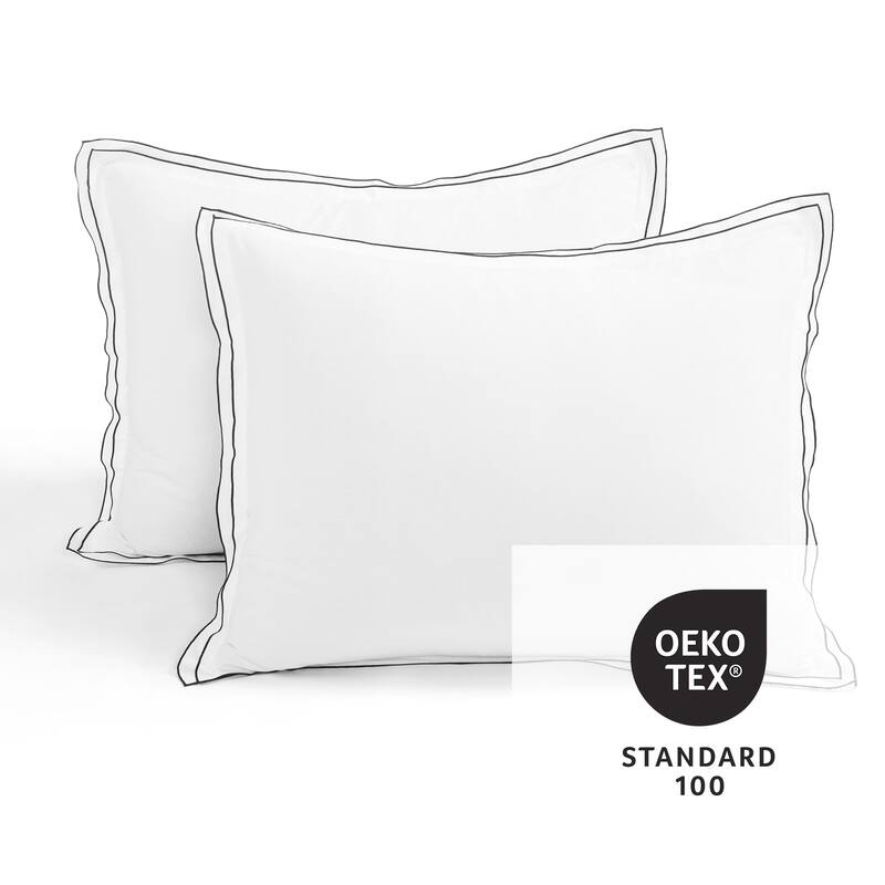 Lush Decor Hampton Double Flange Embroidered Contrast Edge Duvet Cover 3 Pieces Set