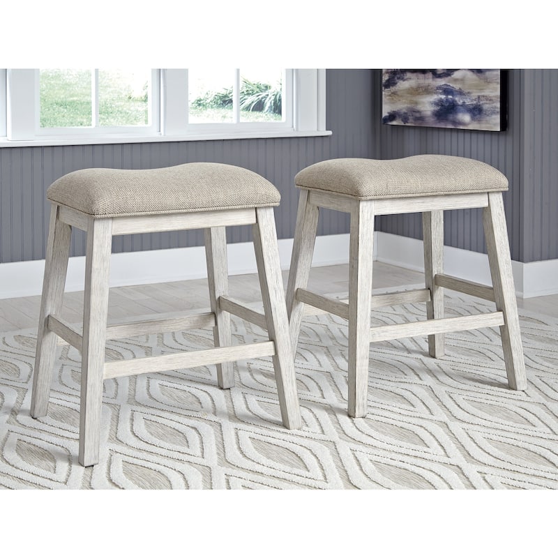 Signature Design by Ashley Skempton White / Light Brown 3-Piece Counter Height Dining Package