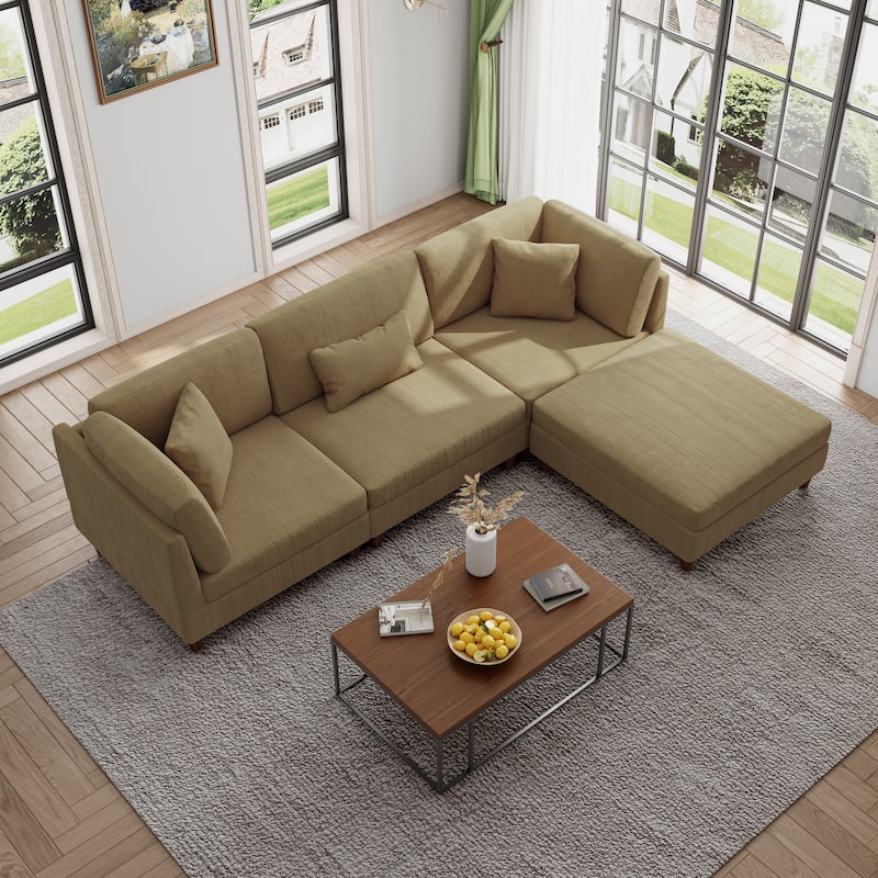 Modern Oversized Modular Corduroy Sectional Sofa Set