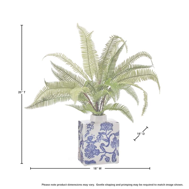 Plastic Natural Touch Forest Fern In Rectangle Vase 20"