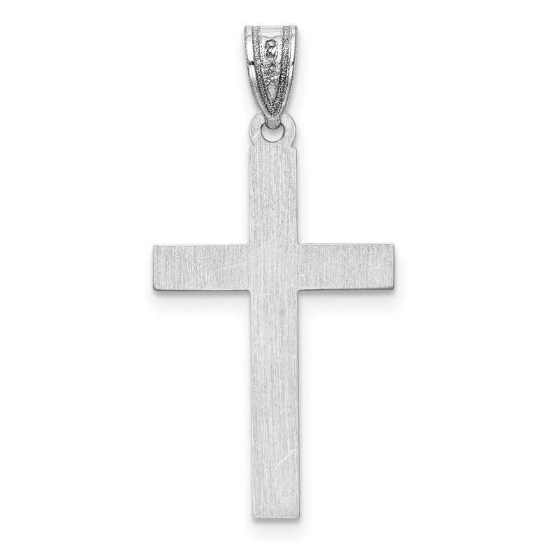 Curata 14k White Gold 18" Flat Engravable Polished Cross Necklace - 21x14mm