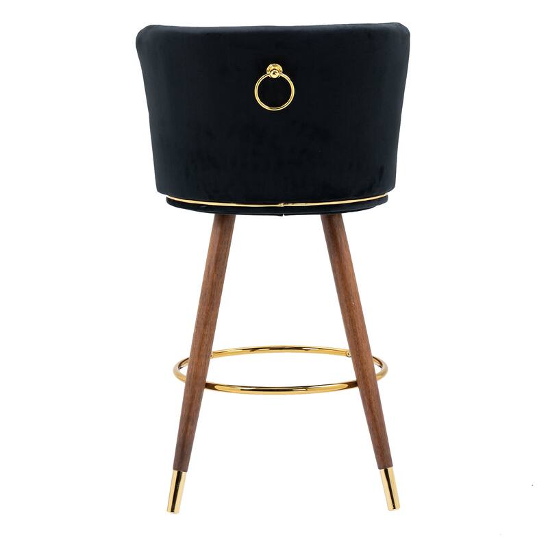 360 degrees Counter Height Bar Stools with Solid Wood Legs Set of 2