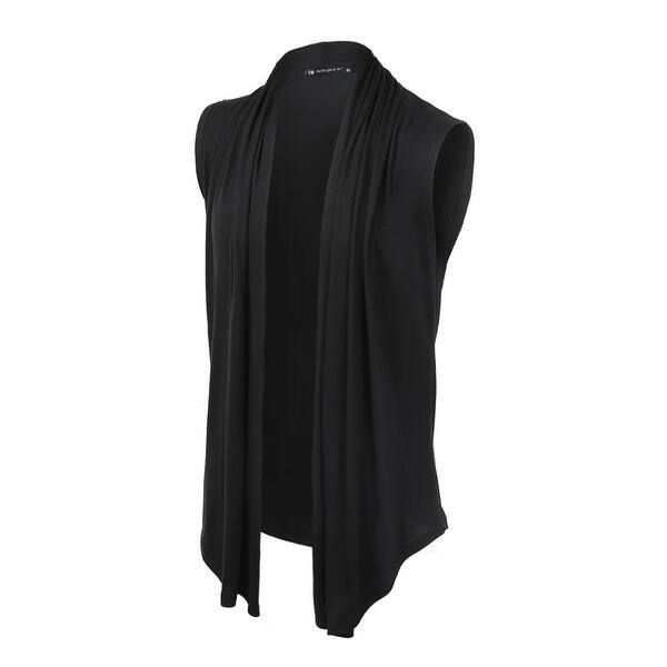 Men Open Front Sleeveless Irregular Hem Cardigan Vest With No Button Overstock