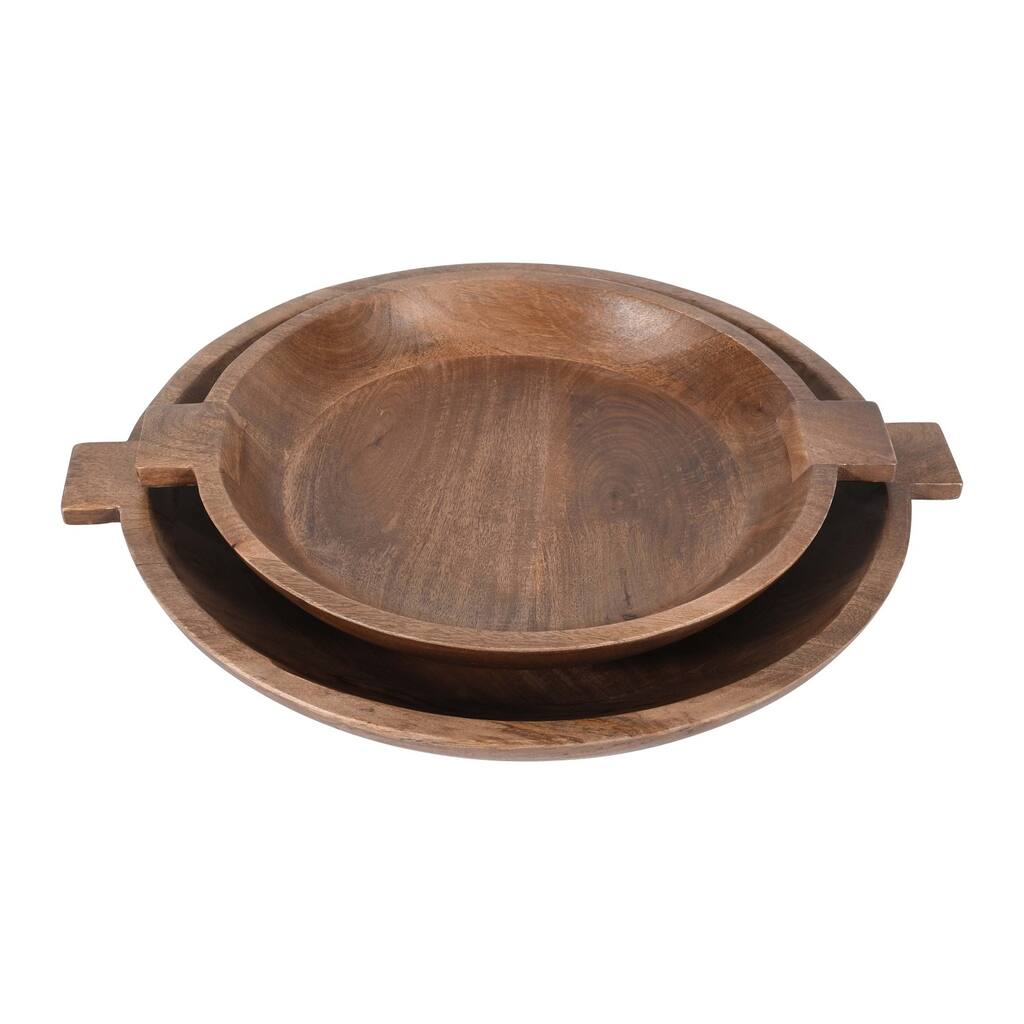 Brown Wooden Bowl Set of 2
