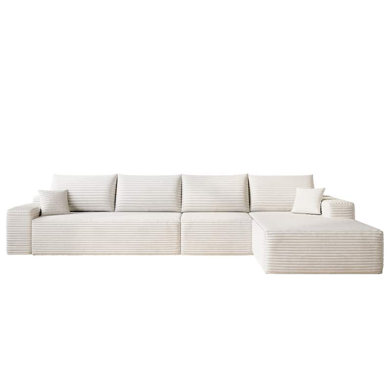 Corduroy Upholstered Modular L-shaped Chaise Sectional Sofa