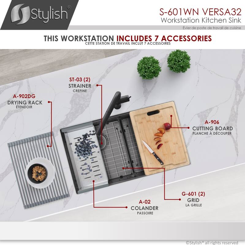 Undermount 32" Graphite Black Double-Bowl Kitchen Sink Handmade - 32" x 19" x 10"