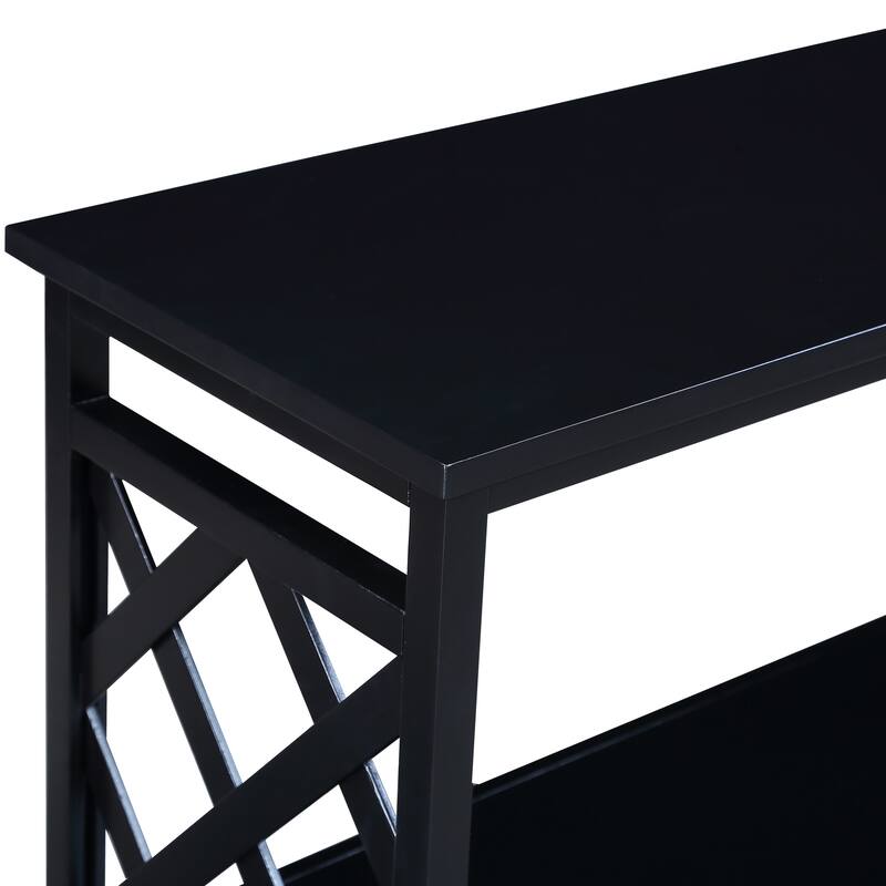 3-Tier Console Sofa Table Hallway Tables with Open Storage Shelf, Bookshelf, Living Room Narrow Accent Entryway Table