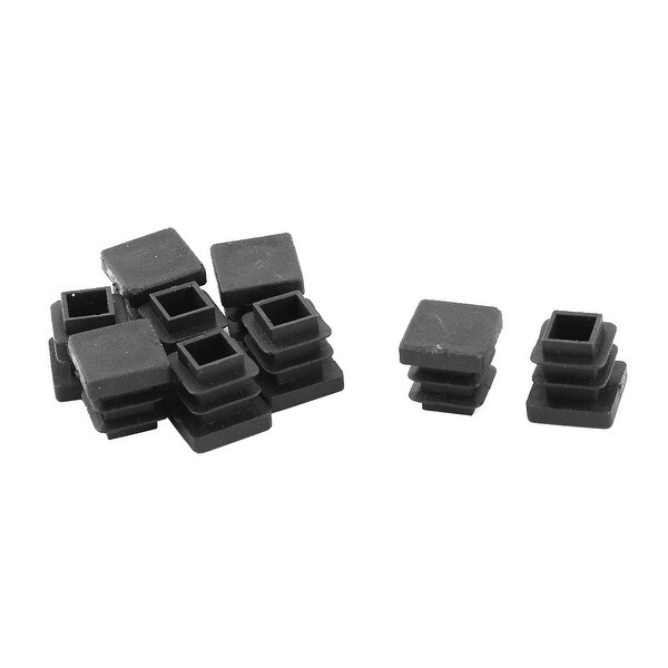 Plastic Square Furniture Foot Ending Tube Insert Cover Black 12mm x 12mm 