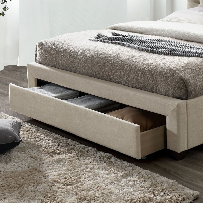 Furniture of America Malaer Modern Tufted 1-drawer Platform Bed