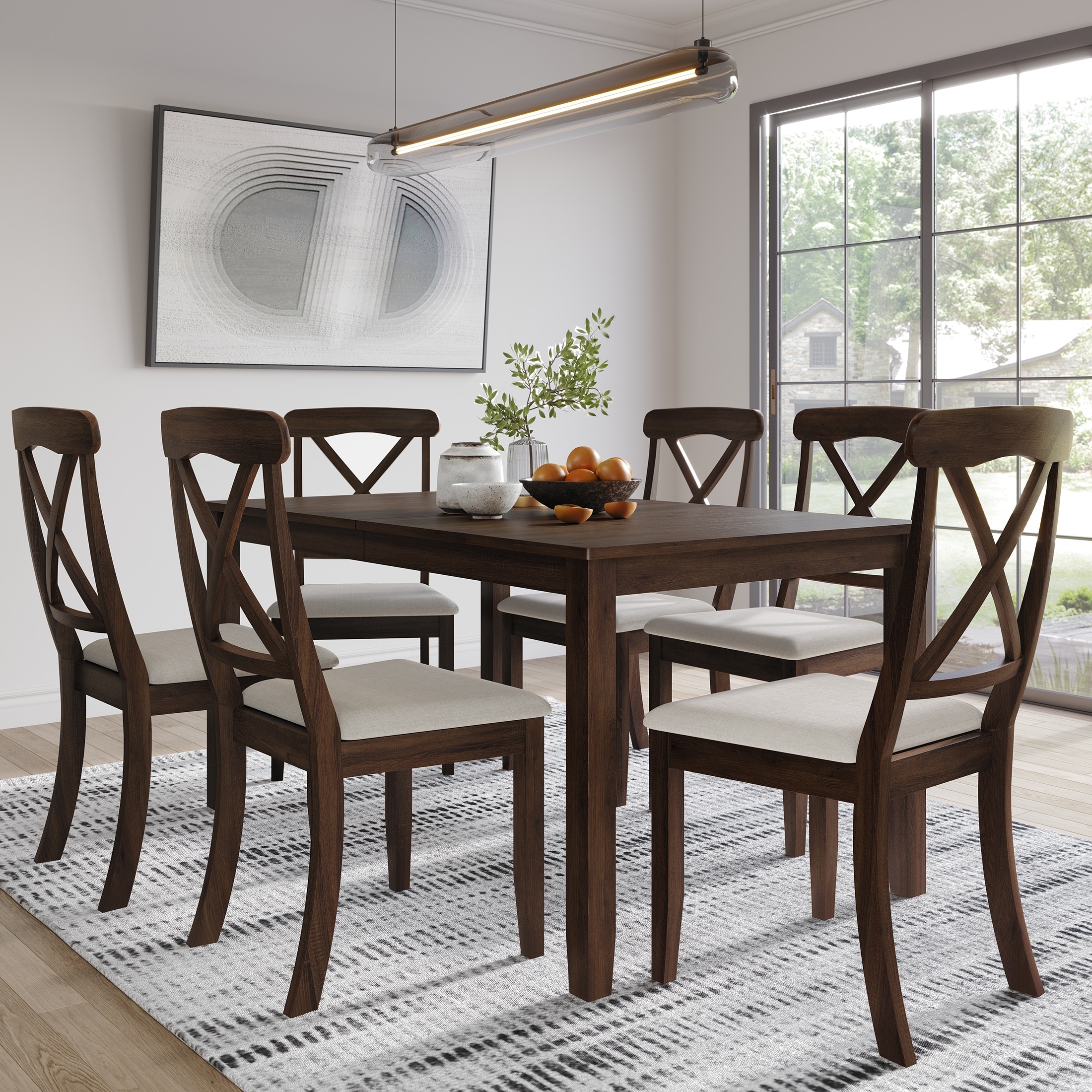 CraftPorch Farmhouse Style 7-piece Wooden Dining Set