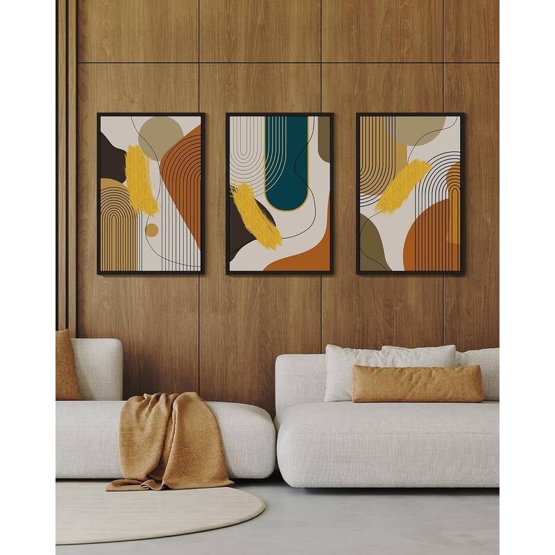 Abstract Framed Wall Art Modern Minimalist Luxury Gold Line Artwork