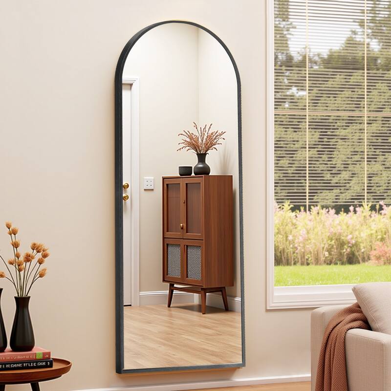 Full Length Mirror with Stand, Floor Mirror with Aluminum Alloy Frame for Bedroom, Standing Full Body Mirror for Wall, Cloakroom