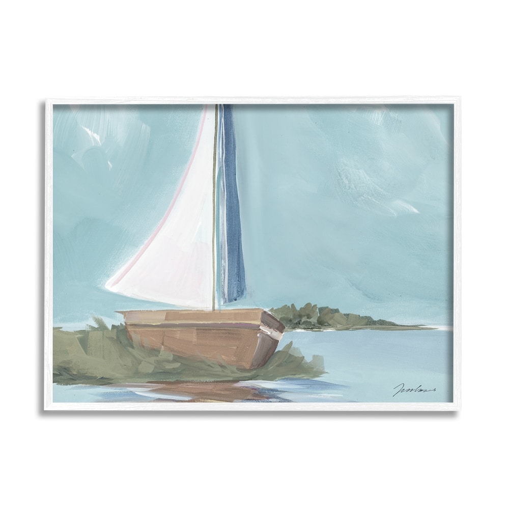Stupell Maritime Sailboat Scene Framed Giclee Art Design by Liz Jardine