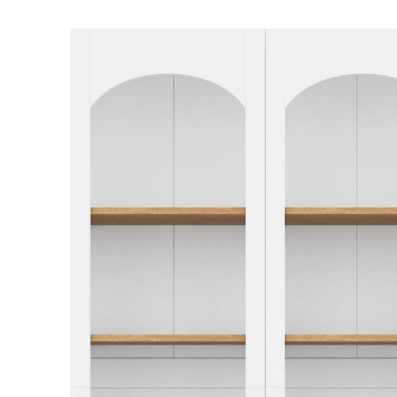 Free Standing 5 Tier Bookshelves Set of 2, Farmhouse Two-Tone Storage Cabinet - 39.3" W × 12.4" D × 72" H