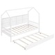 preview thumbnail 9 of 13, Twin Size Kids Bed with Trundle and Storage Shelf, Wooden House Frame with Roof and Play Area Design
