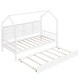 preview thumbnail 9 of 16, Wooden Twin Size House Bed with Trundle,Kids Bed with Shelf, White