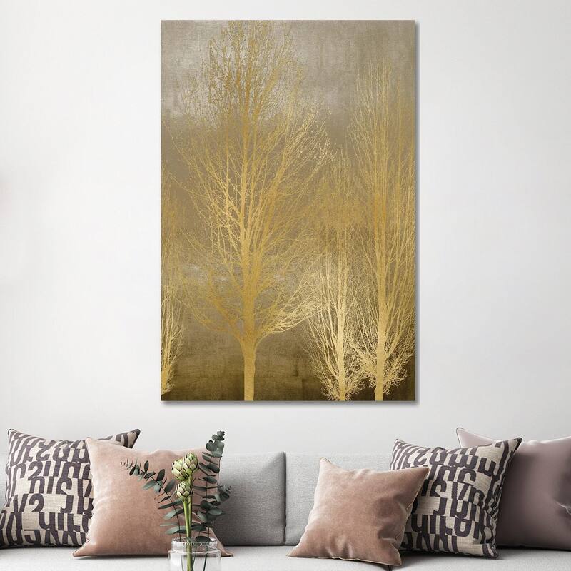 iCanvas "Gold Trees On Brown Panel II" by Kate Bennett Canvas Print